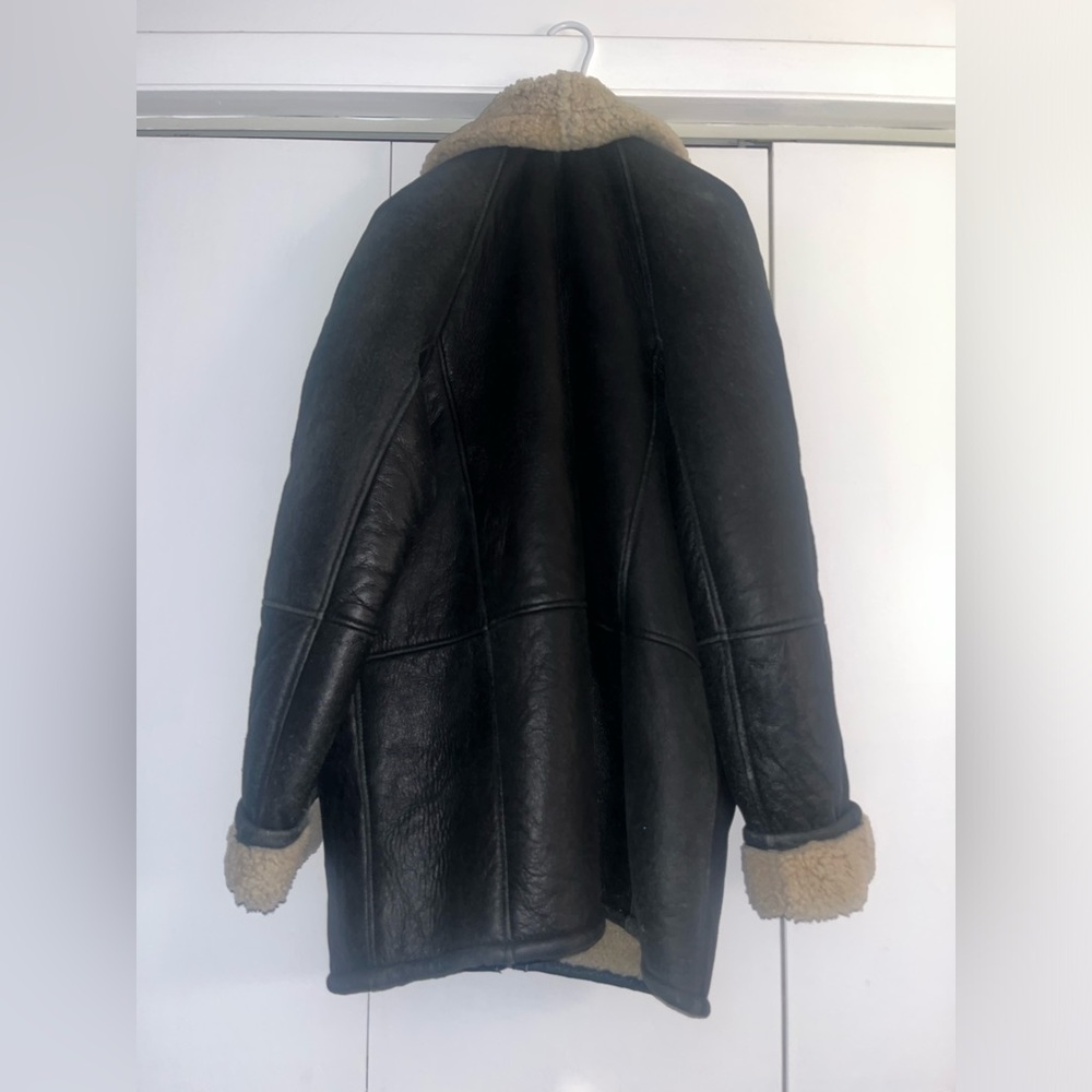 Vintage Skins by Tora Black Leather Jacket w/ Cream Shearling Lining | Medium - Picture 6 of 9
